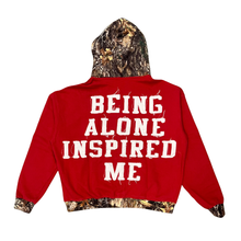 Load image into Gallery viewer, CRIMSON RED CAMO BEING ALONE INSPIRED ME ZIPUP Lost Souls