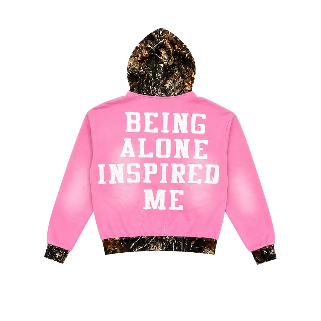 Pink Camo Being Alone Inspired Me Zip-Up
