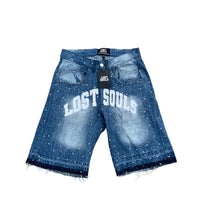 Load image into Gallery viewer, 6 POCKET RHINESTONE JORTS LOST SOULS
