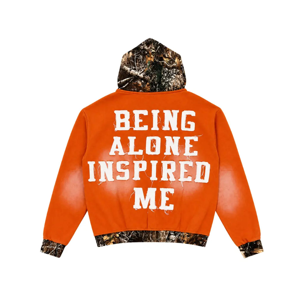 Orange Wash Camo Being Alone Inspired Me Zip-Up