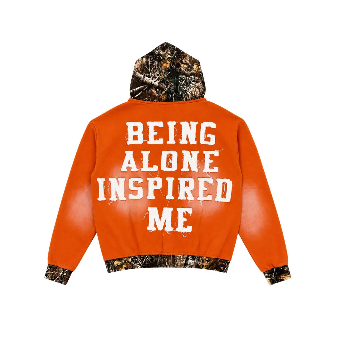Orange Wash Camo Being Alone Inspired Me Zip-Up