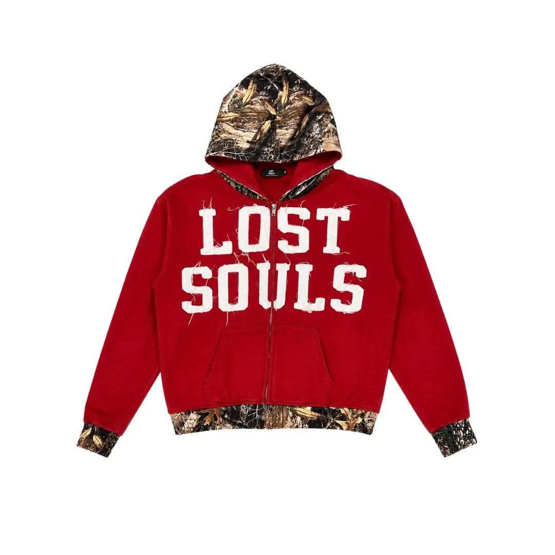 Crimson Red Camo Being Alone Inspired Me Zip-Up