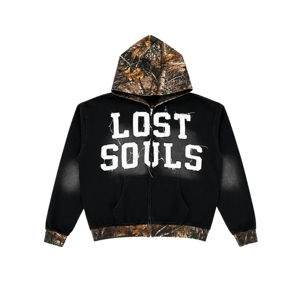 Black Wash Camo Being Alone Inspired Me Zip-Up
