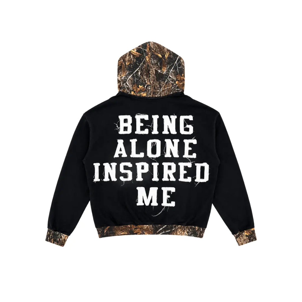 Black Wash Camo Being Alone Inspired Me Zip-Up