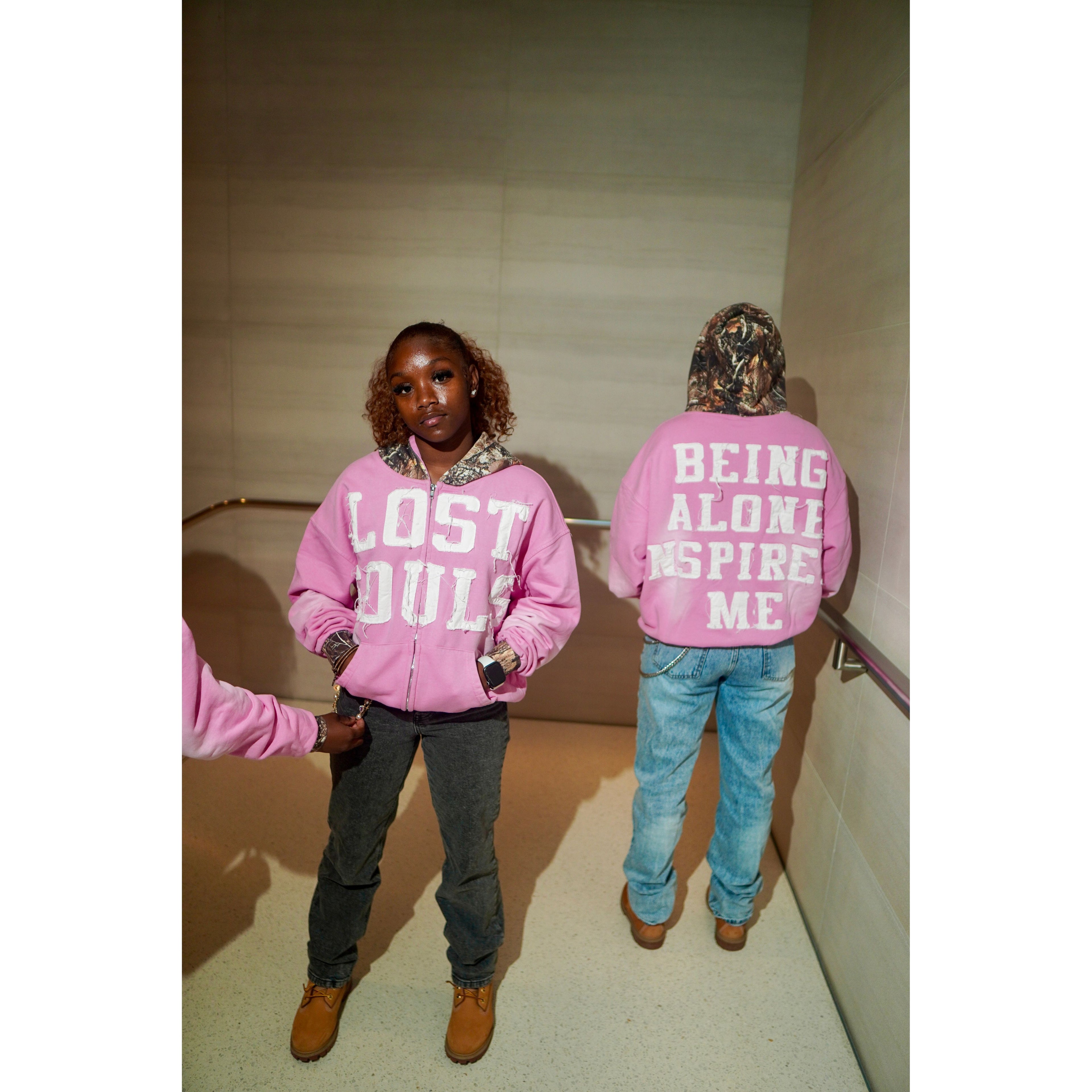 PINK CAMO BEING ALONE INSPIRED ME ZIPUP Lost Souls