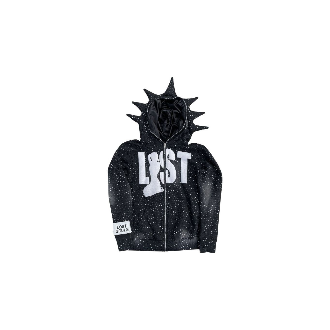 BLACK LOST RHINESTONE FULL ZIP UP - LOST SOULS