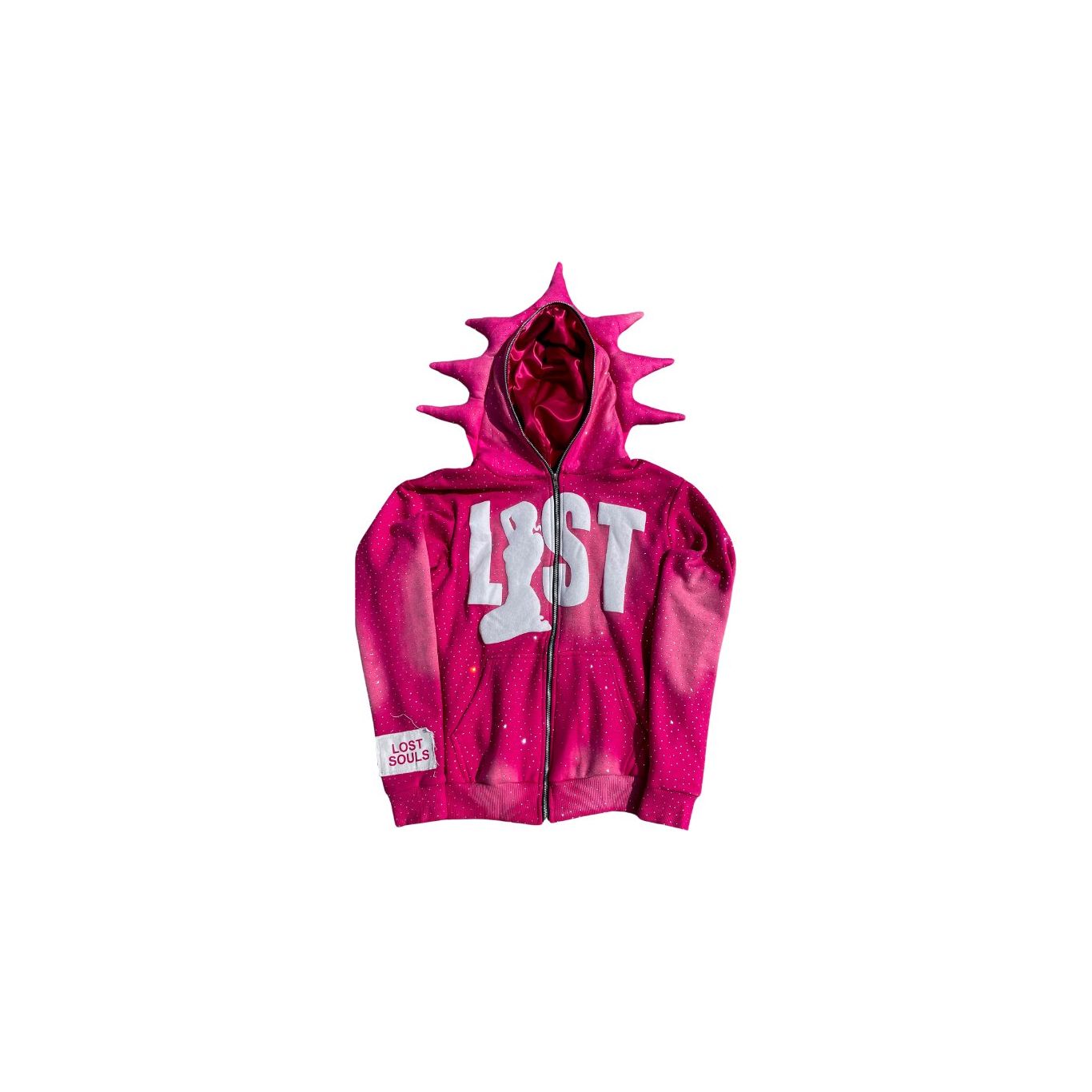 PINK LOST RHINESTONE FULL ZIP UP - LOST SOULS